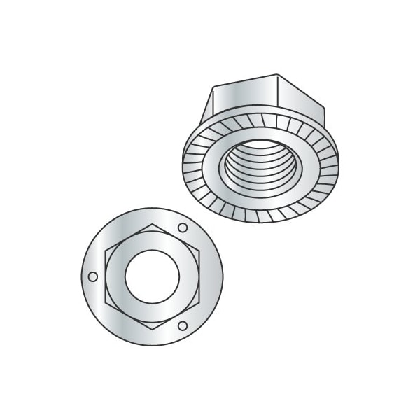 Newport Fasteners Serrated Lock Nut, 3/8"-16, Steel, Grade 5, Zinc Plated, 0.23 in Ht, 1000 PK 405069 - main